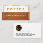 Carte De Visite Minimalist Wood Timber Gold Frame (Devant / Derrière)