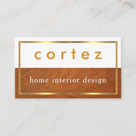 Carte De Visite Minimalist Wood Timber Gold Frame (Devant)