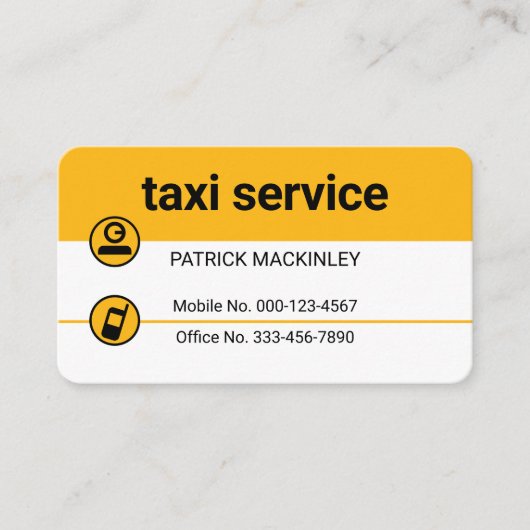 Carte De Visite Minimalist Yellow Layer Taxi Lines (Devant)