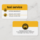 Carte De Visite Minimalist Yellow Layer Taxi Lines (Devant / Derrière)