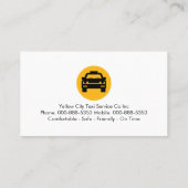 Carte De Visite Minimalist Yellow Taxi Cab Driver (Dos)