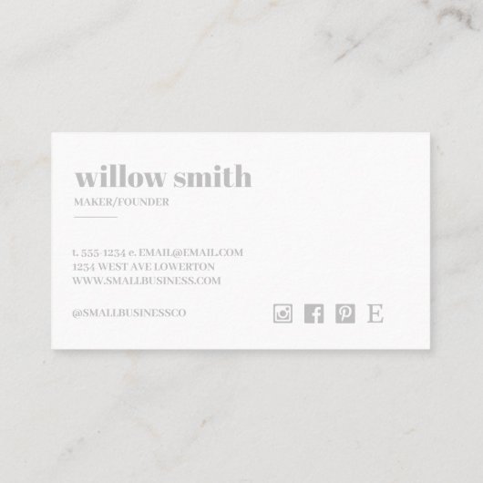 Carte de visite minimaliste (Dos)