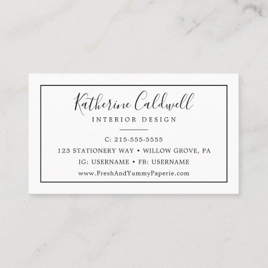 Carte de visite minimaliste (Dos)