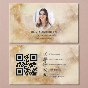 Carte de visite minimaliste aquarelle QR Code médi