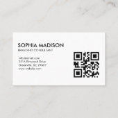 Carte de visite minimaliste avec logo de code QR s (Dos)