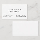 Carte de visite minimaliste blanc d'Ecru (Devant / Derrière)