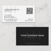 Carte De Visite Minimaliste, Blanc, Simple, Professionnel, Boho, (Devant / Derrière)