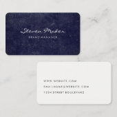 Carte De Visite Minimaliste Bleu Grunge (Devant / Derrière)