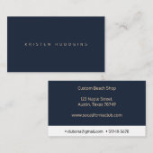 Carte de visite minimaliste bleu marine (Devant / Derrière)