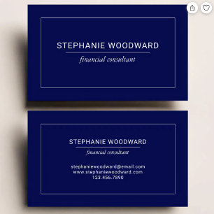 Carte De Visite Minimaliste Bleu Nuit Blanc Bordure Professionnel