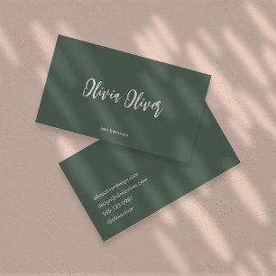 Carte De Visite Minimaliste Calligraphie Moderne Chic Sombre Sage