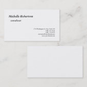 Carte De Visite Minimaliste classique Noir Blanc Plat (Devant / Derrière)