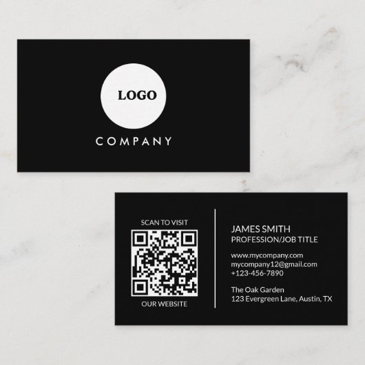 Carte de visite minimaliste | Code QR (Devant / Derrière)
