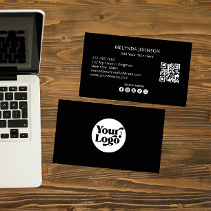 Carte De Visite Minimaliste Code QR de Réseaux Sociaux Moderne Noi