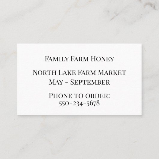 Carte de visite minimaliste d'abeilles (Dos)