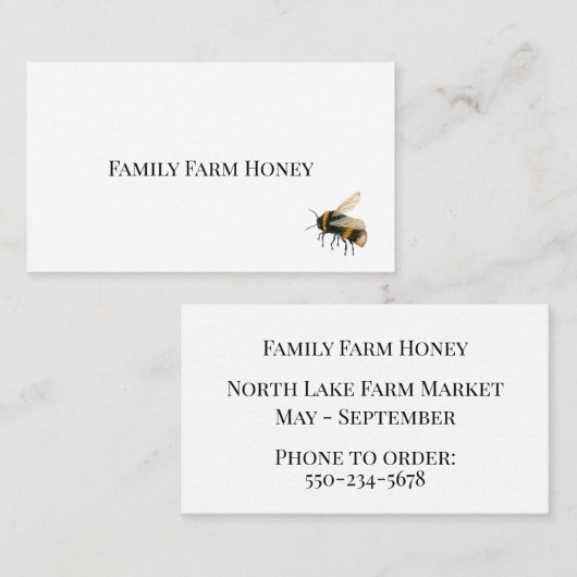 Carte de visite minimaliste d'abeilles (Devant / Derrière)