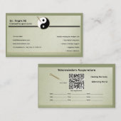 Carte de visite minimaliste d'acupuncture élément (Devant / Derrière)