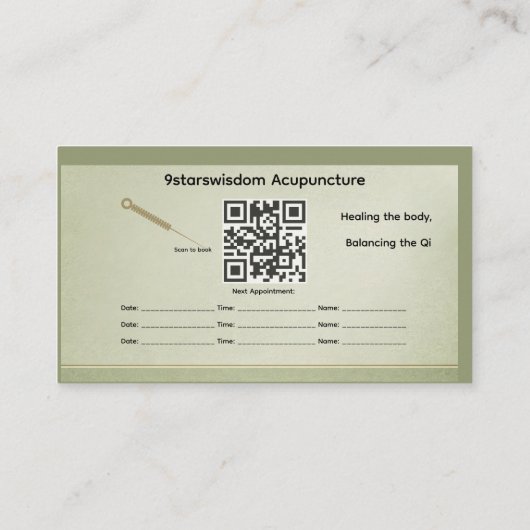 Carte de visite minimaliste d'acupuncture élément (Dos)