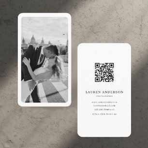 Carte de visite minimaliste de code QR avec photo