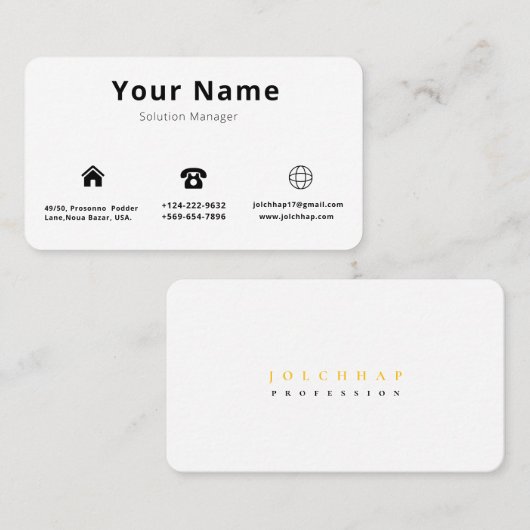Carte De Visite minimaliste de luxe (Devant / Derrière)