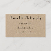 Carte de visite minimaliste de photographie (Dos)