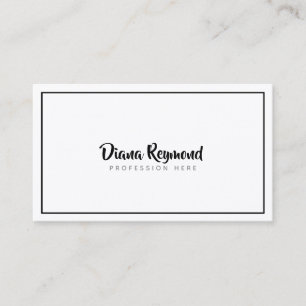 Carte De Visite minimaliste de police manuscrite en noir et blanc