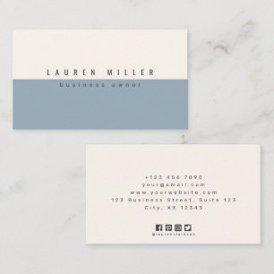 Carte de visite minimaliste duo couleur bleu doux