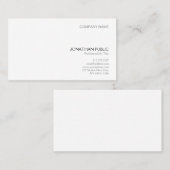 Carte De Visite Minimaliste Élégant Blanc Plat Moderne Professionn (Devant / Derrière)