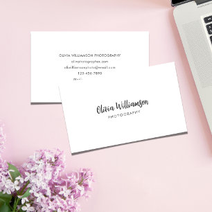 Carte De Visite Minimaliste Élégant Chic Calligraphie Noir Blanc