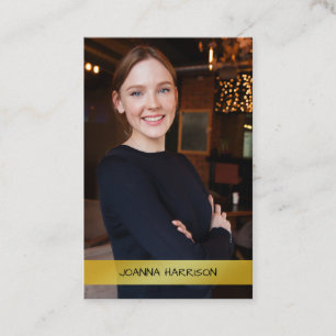 Carte De Visite Minimaliste Elegant Modern Gold Band Photo europé