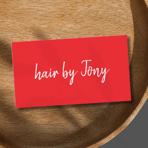 Carte De Visite Minimaliste Élégant Rouge Coiffeur Blanc