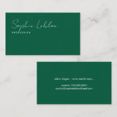 Carte De Visite Minimaliste élégant Signature chasseur-vert (Devant / Derrière)