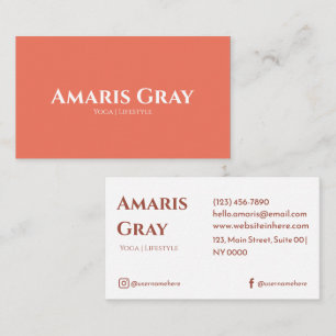 Carte De Visite Minimaliste Élégant Vibrant Gras Coral Typographie