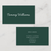 Carte De Visite Minimaliste Emerald Green Professionnel Simple (Devant / Derrière)