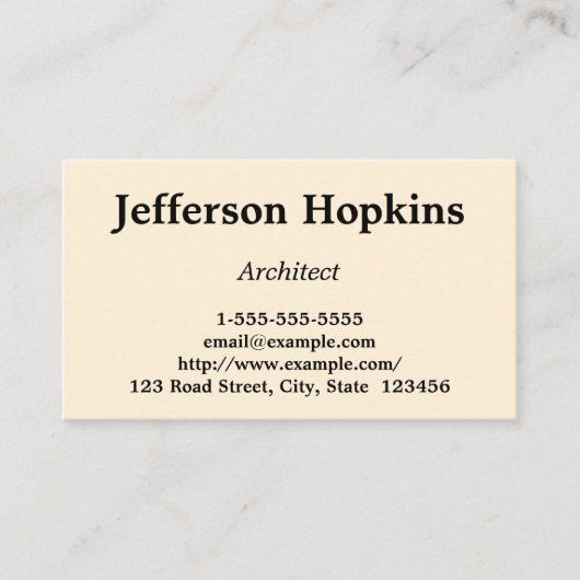 Carte de visite minimaliste et simple d'architecte (Devant)