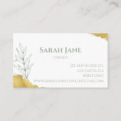 Carte de visite minimaliste Feuille Gold et Emeral (Dos)