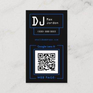 Carte De Visite minimaliste futuriste noir et bleu 