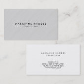 Carte De Visite Minimaliste gris moderne (Devant / Derrière)