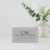Carte de visite minimaliste gris professionnel (Debout devant)
