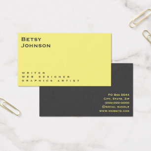 Carte de visite minimaliste jaune et gris