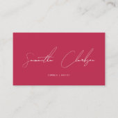Carte De Visite Minimaliste Magenta Rose Chaud Écriture Manuscrite (Devant)
