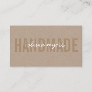 Carte De Visite MINIMALISTE MAINS simple kraft look blanc noir