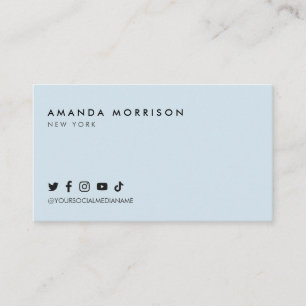 Carte De Visite Minimaliste Média Social Professionnel Bleu