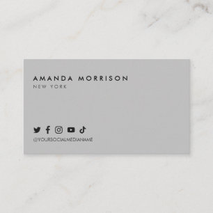 Carte De Visite Minimaliste Média Social Professionnel Gris