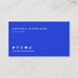 Carte De Visite Minimaliste Médias Sociaux Professionnels Bleu Gra