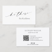 Carte De Visite Minimaliste minimaliste simple élégant moderne (Devant / Derrière)