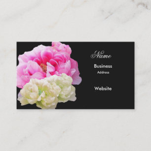 Carte de visite minimaliste moderne aux pivoines