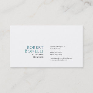 Carte De Visite Minimaliste Moderne Bleu & Blanc