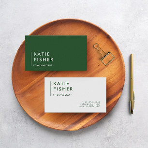 Carte De Visite Minimaliste moderne : Chasseur vert & blanc