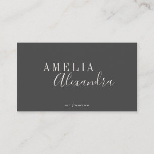 Carte De Visite Minimaliste Moderne Noir Blanc Script Gras Chic